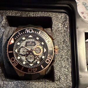 Invicta Black and Rose Gold Sport Chronograph Watch